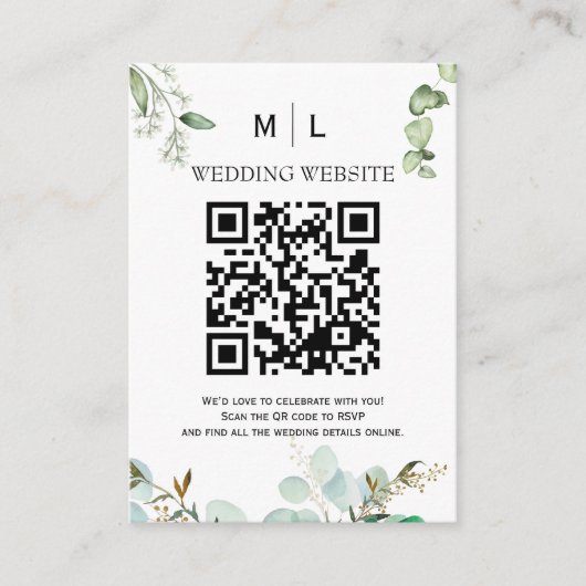 Chic Green QR Code Enclôture Invitation (Devant)