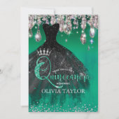 Chic green Silver glitter druist Quinceanera Kaart (Voorkant)