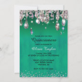 Chic green Silver glitter druist Quinceanera Kaart (Achterkant)