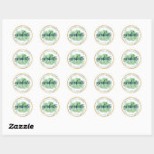 Chic Green Waterverf Gold Afstuderen Ronde Sticker (Vel)