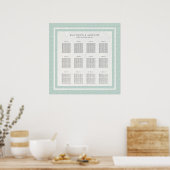 Chic Green+White Pattern Seigaiha Seating Chart Poster (Keuken)