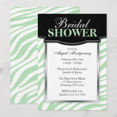 Chic Green Zebra Imprimer Invitations de douche nu (Devant / Derrière)
