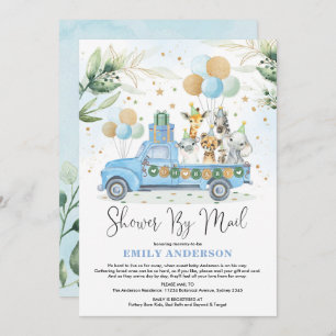 Chic Greenery Blue Safari Baby shower per post Kaart