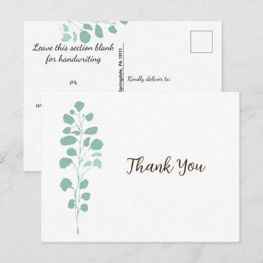 Chic Greenery Botanical Dank je Briefkaart (Voorkant / Achterkant)