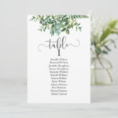 Chic greenery bruiloft tabelplan, modern lettertyp kaart (Staand voorkant)
