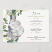 Chic Greenery Elephant Gender Neutral Baby shower Menu (Voorkant)
