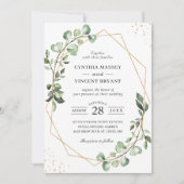 Chic Greenery Eucalyptus Geometric Lijst Wedding Kaart (Voorkant)