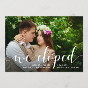 Chic Greenery Foto-aankondiging van We Eloped Aankondiging