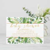 Chic Greenery & Gold Foil neutraal Baby shower Kaart (Staand voorkant)