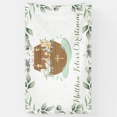 Chic Greenery Noah's Ark Baptism Welkomstachtergro Spandoek (Verticaal)