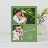 Chic Greenery | Twee foto's huwelijksaankondiging Aankondiging (Staand voorkant)