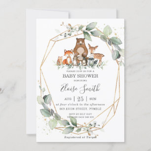 Chic Greenery Woodland Animals Baby shower Neutraa Kaart