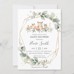 Chic Greenery Woodland Animals Baby shower Neutraa Kaart