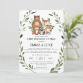 Chic Greenery Woodland Animals Baby shower per pos Kaart (Staand voorkant)