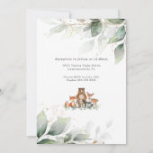 Chic Greenery Woodland Animals Baptism Christening Kaart (Achterkant)