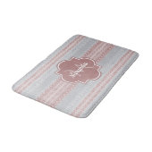 Chic Grey and Dusky Pink Stripes and Monogram Badmat (Gekanteld)