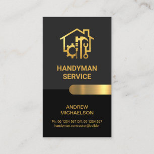Chic Grey Black Gold Handyman Tools Visitekaartje
