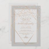 Chic Grey Gold Confetti Border Bachelorette Kaart (Voorkant / Achterkant)