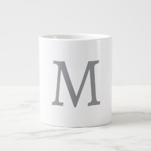 Chic Grey Initiaal Letter Monogram Modern Extra Grote Beker