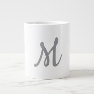 Chic Grey Initiaal Letter Monogram Modern Extra Grote Beker
