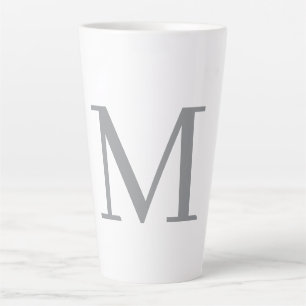 Chic Grey Initiaal Letter Monogram Modern Latte Mok