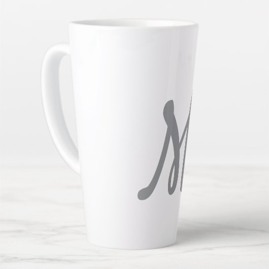 Chic Grey Initiaal Letter Monogram Modern Latte Mok (Linkerhoek)