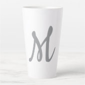 Chic Grey Initiaal Letter Monogram Modern Latte Mok (Voorkant)