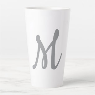 Chic Grey Initiaal Letter Monogram Modern Latte Mok