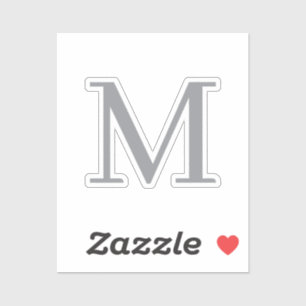 Chic Grey Initiaal Letter Monogram Modern Sticker