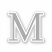 Chic Grey Initiaal Letter Monogram Modern Sticker (Voorkant)