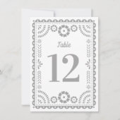 Chic Grey Papel Picado Mariage Numéro de table (Devant)