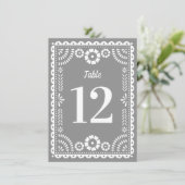 Chic Grey Papel Picado Mariage Numéro de table (Debout devant)