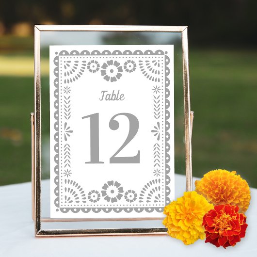 Chic Grey Papel Picado Mariage Numéro de table