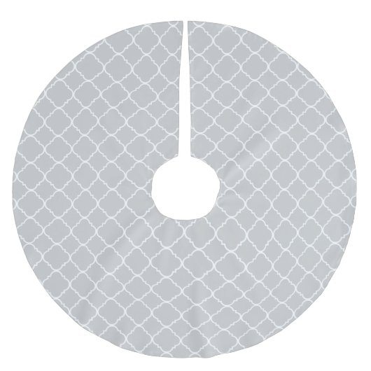 Chic Grey White Quatrefoil Kerstboom Rok (Voorkant)