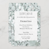 Chic Grey Witte Bloemen Verjaardag Kaart (Voorkant / Achterkant)