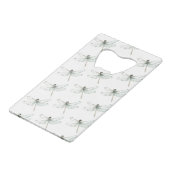 Chic Grijs Blauw Witte Bloemen Bruiloft Kredietkaart Flessenopener (Achterkant Gekanteld)