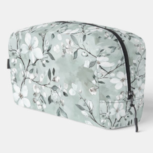 Chic Grijs Blauw Witte Bloemen Toilettasje
