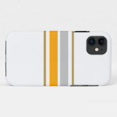 Chic Grijs Geel Centrum Racing Stripes op Wit Case-Mate iPhone Case (Achterkant (horizontaal))