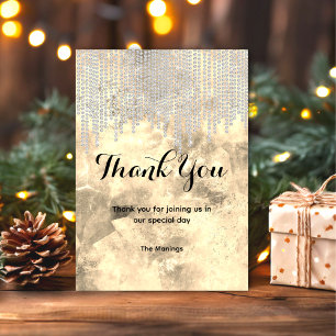 Chic grijs goud strass druppels dank u kaart