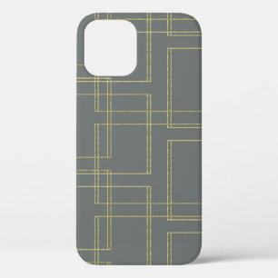 Chic grijs & gouden geometrische glamour iPhone 12 hoesje