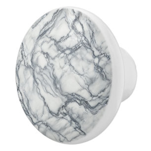 Chic grijs & wit marmer uiterlijk glamour keramische knop