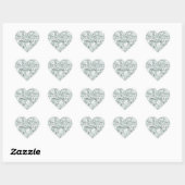 Chic grijs witte bloemen hart sticker (Vel)
