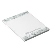 Chic grijs witte bloemen notitieblok (Schuin)