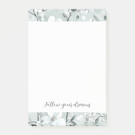 Chic grijs witte bloemen post-it® notes (Voorkant)