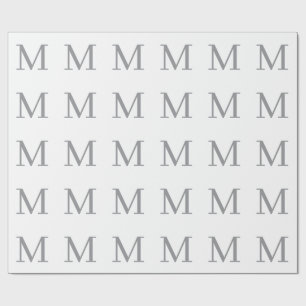 Chic Grijze Initiële Letter Monogram Modern Cadeaupapier