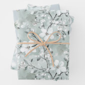 Chic Grijze Witte Bloemen Libellen Bruids Bruiloft Inpakpapier Vel (In situ)