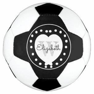 Chic gris noir Premier Monogramme Coeur blanc