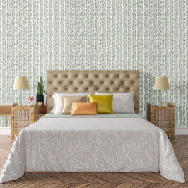 Chic Groen en Wit Kleine Patroon Accent Behang