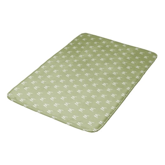 Chic groen wit monogram badmat (Gekanteld)