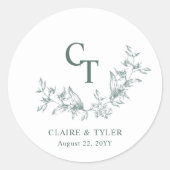 Chic groene trouwmonogram enveloppe zegel / Bruilo (Voorkant)